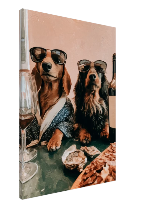 Dachshunds Wine & Dine — Canvas Print