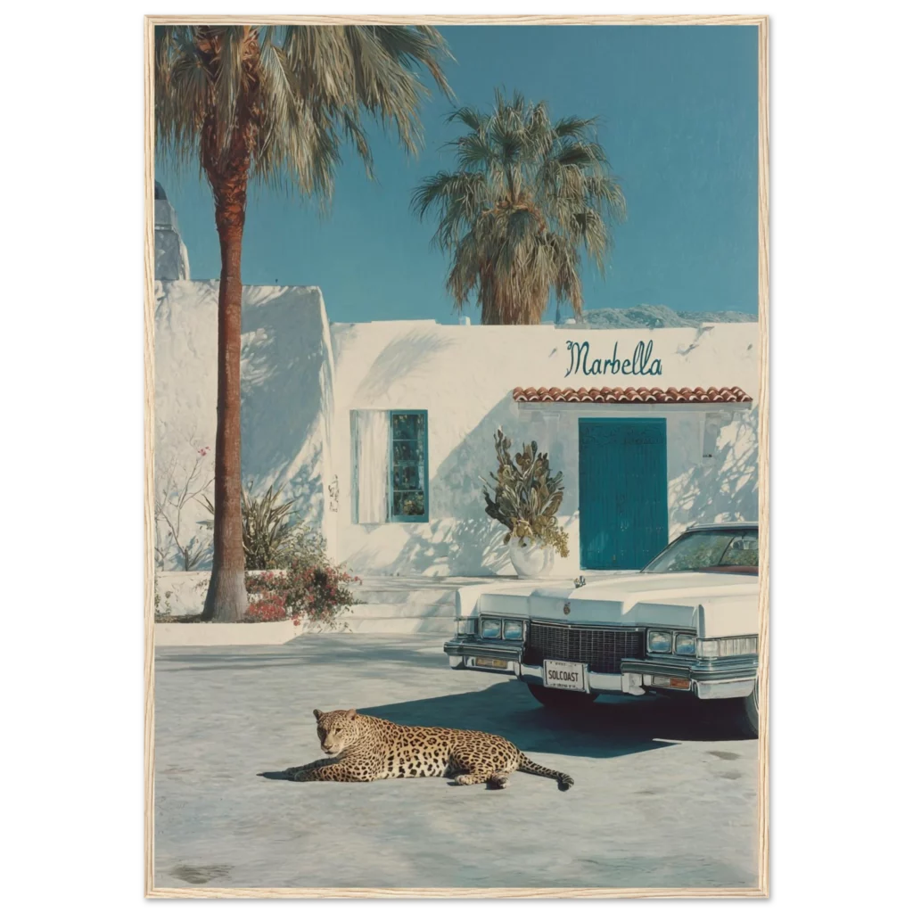 Lámina enmarcada — Marbella Cadillac and Leopard