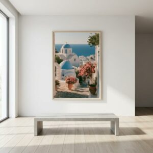 Dômes bleus de la mer Égée — Impression encadrée