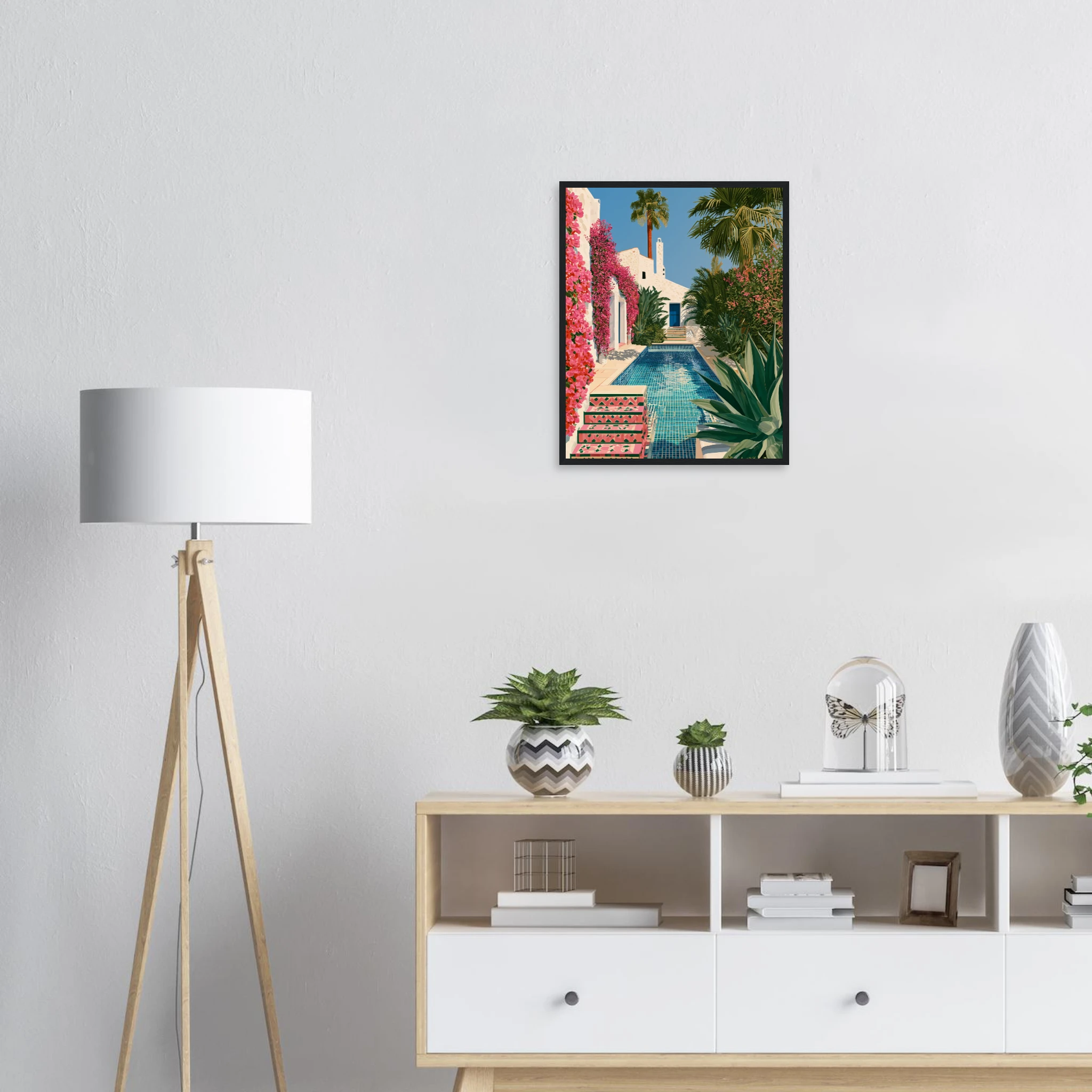 Villa Rosa — Andalusian Pool — Framed Print, black frame | Atelier Marbella