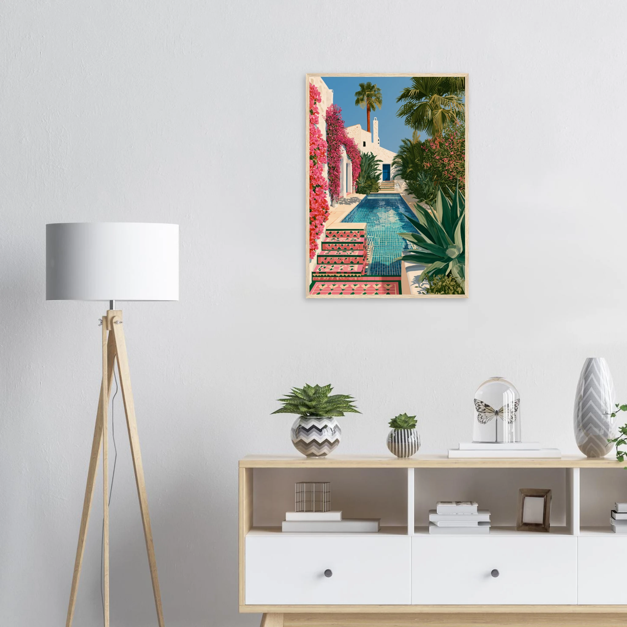 Villa Rosa — Andalusian Pool — Framed Print, lifestyle | Atelier Marbella