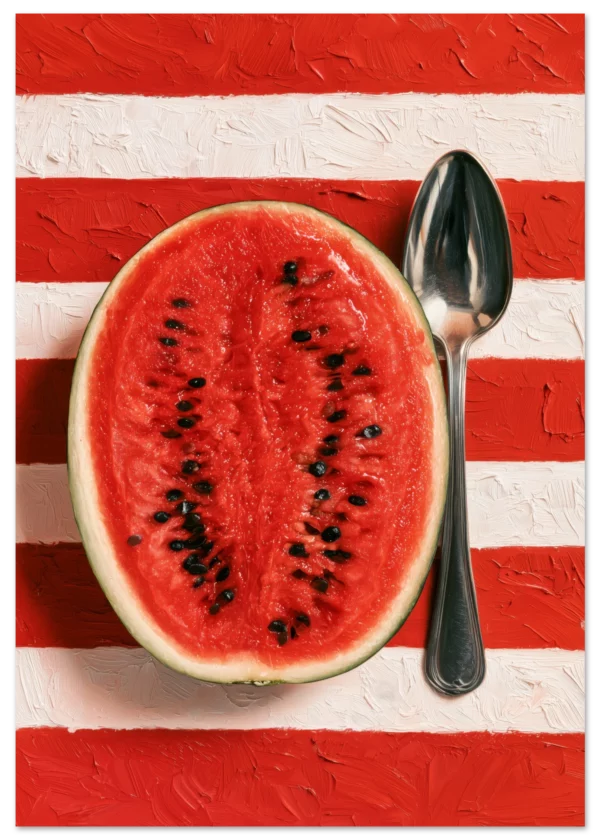 Watermelon & Silver Spoon — Matte Art Print