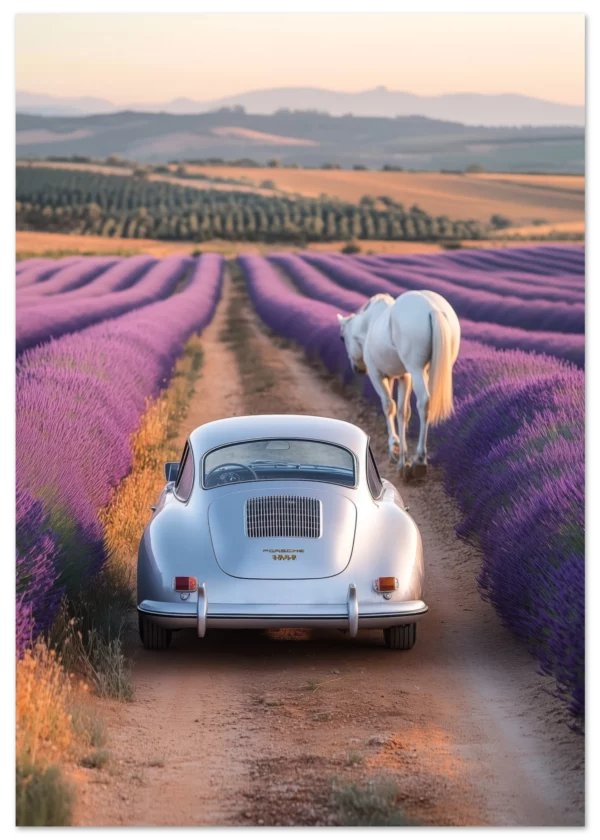 Porsche 356 and Lavender Fields  — Matte Art Print