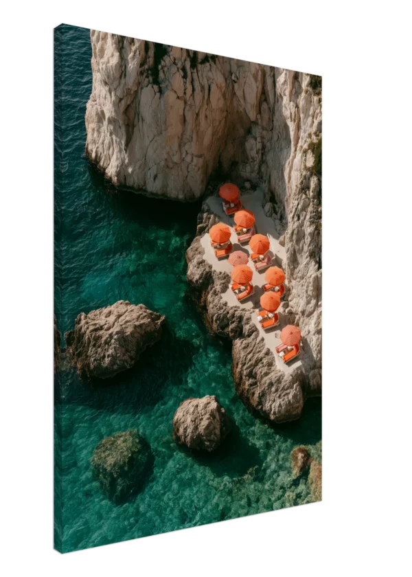 Orange Umbrellas Capri Cove — Canvas Print