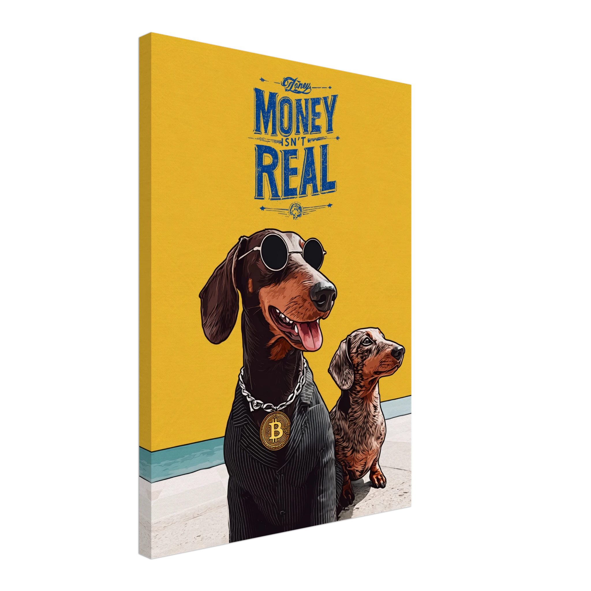Bitcoin Dachshund Crypto Wall Art — Wall Art Print — Canvas Print Room Mockup