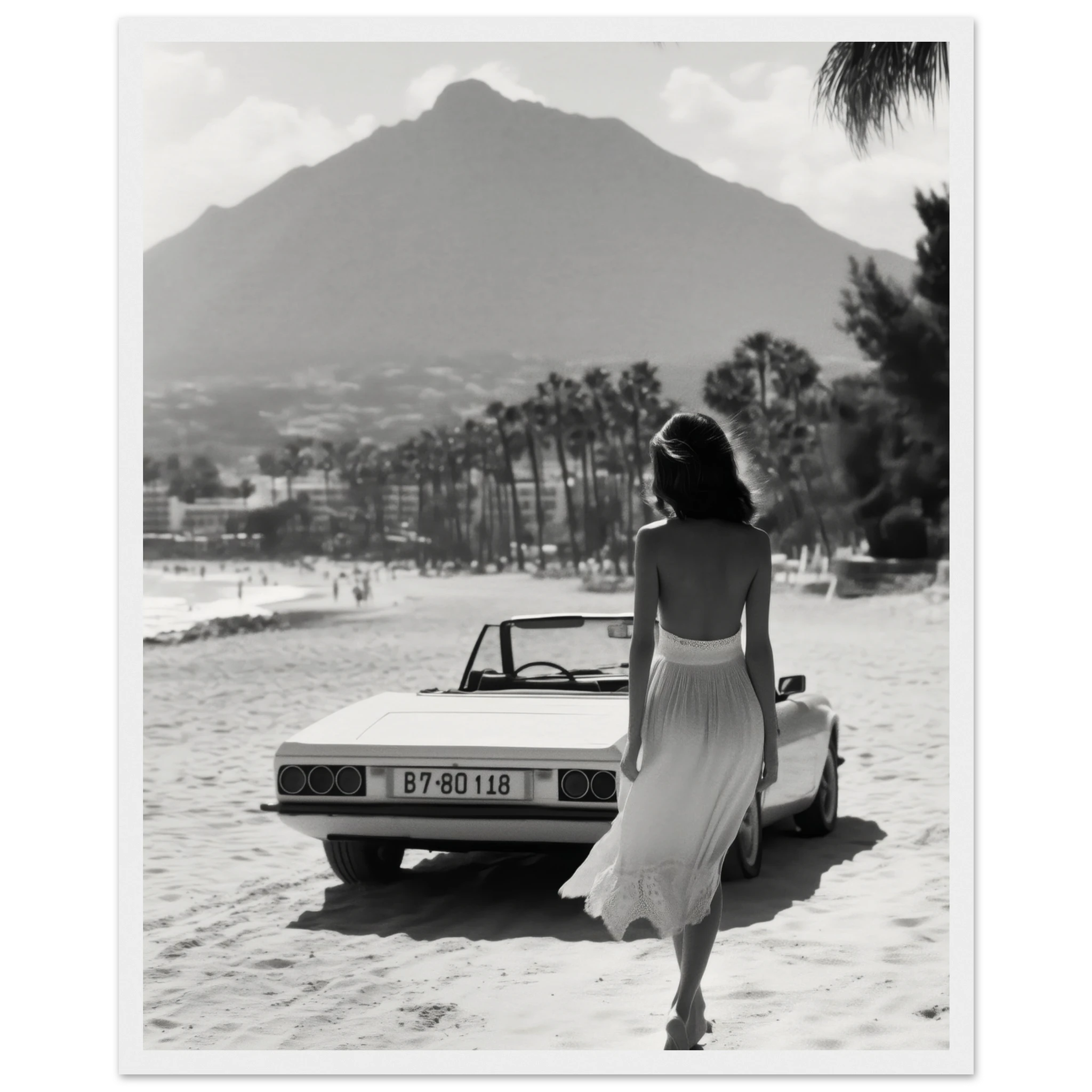 La Concha Marbella 1970s framed print, film grain vintage photography wall art
