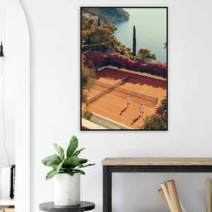 Riviera Clay Court — Mediterranean Tennis  — Framed Print