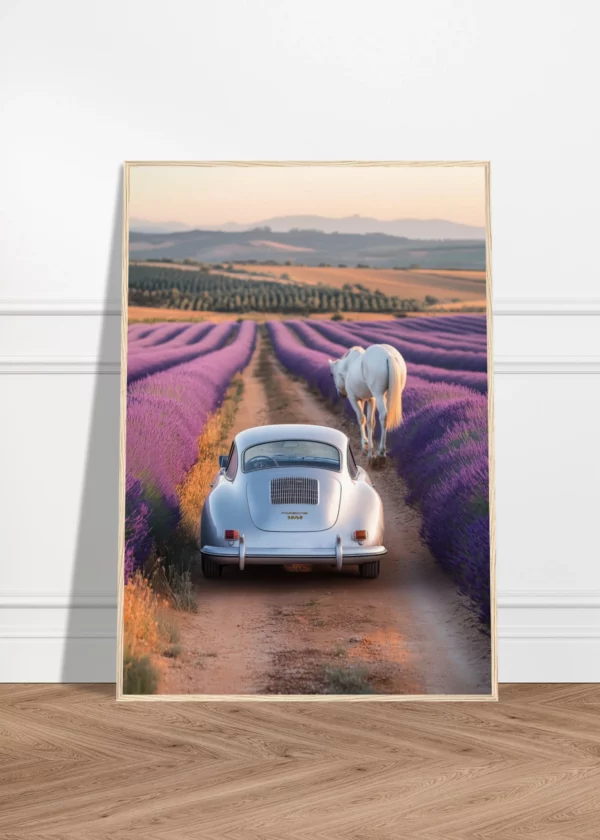 Porsche 356 and Lavender Fields  — Framed Print
