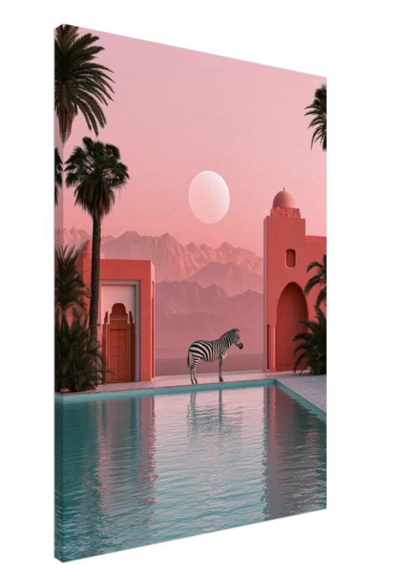Zebra at the Pink Riad — Canvas Print