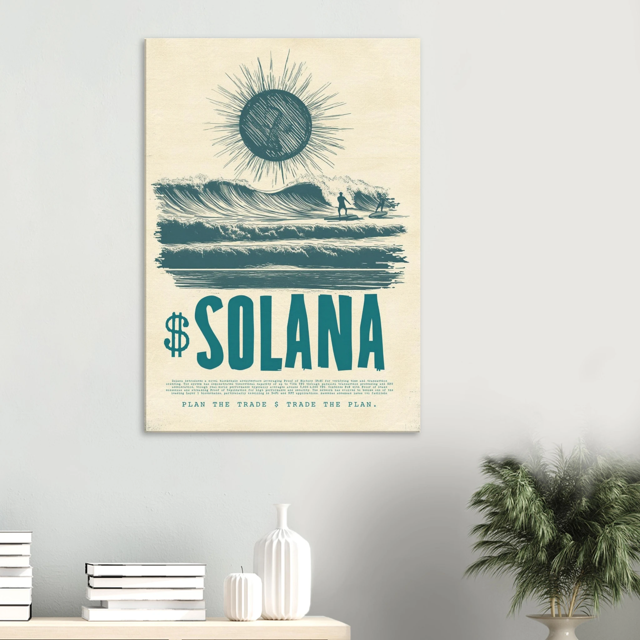 Solana canvas print lifestyle — Atelier Marbella