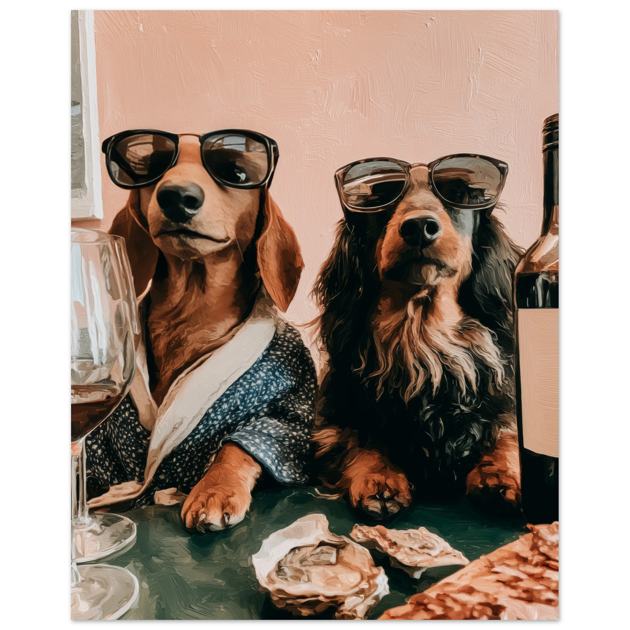 Dachshunds Wine & Dine — Matte Art Print mockup 6 | Atelier Marbella
