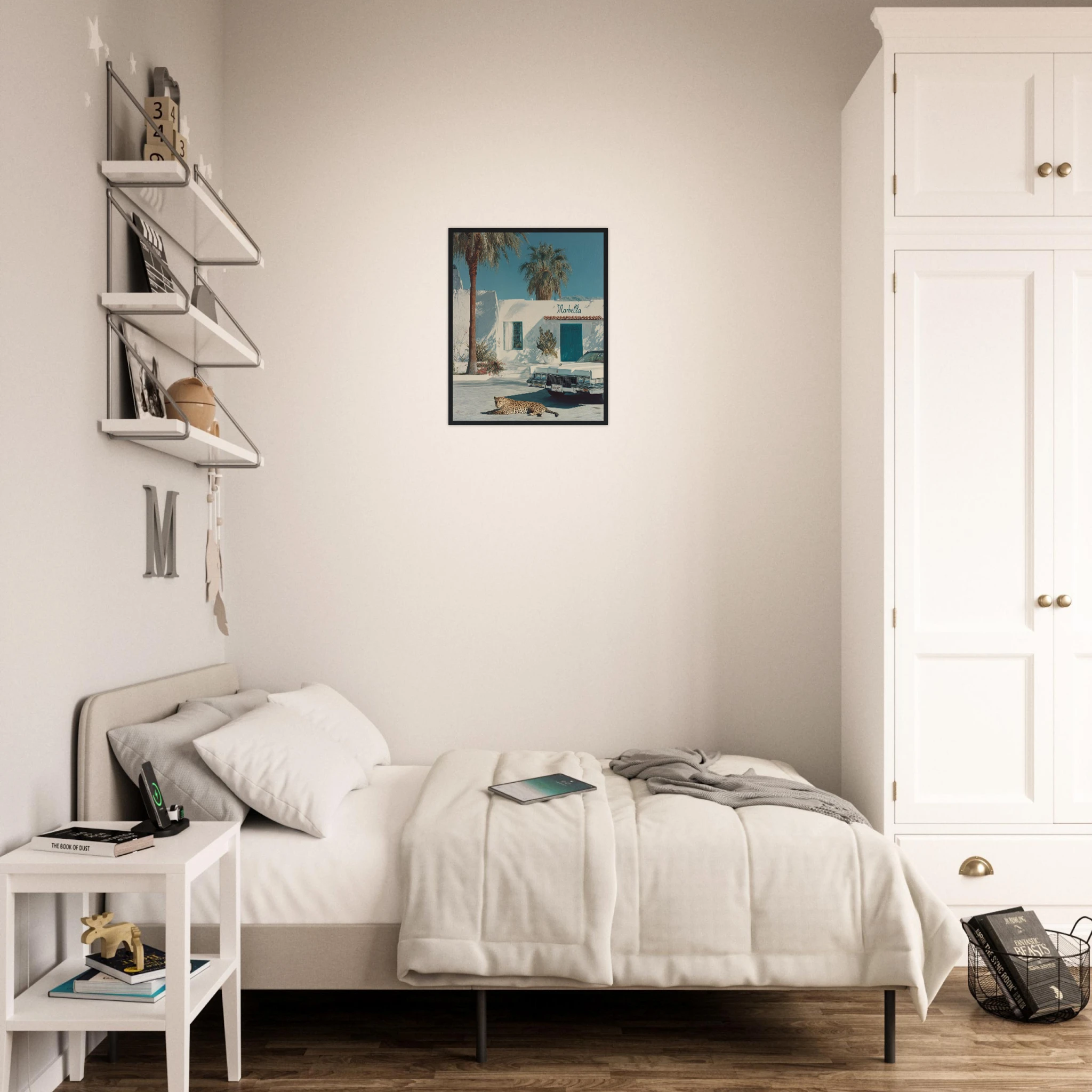 Cadillac wall art: Marbella Cadillac and Leopard framed print in a living room | Atelier Marbella