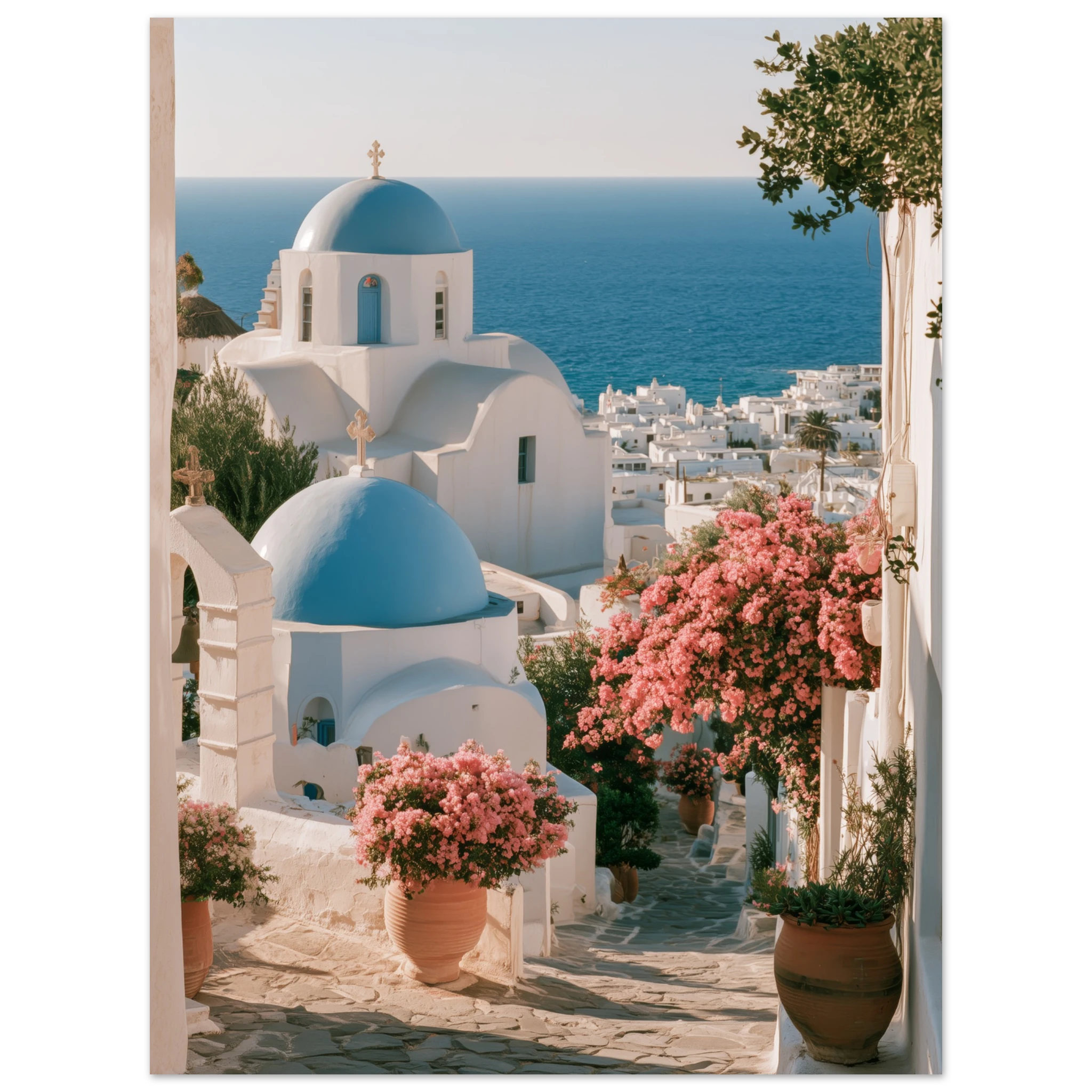 Cycladic blue domes wall art — Aegean Blue Domes matte print