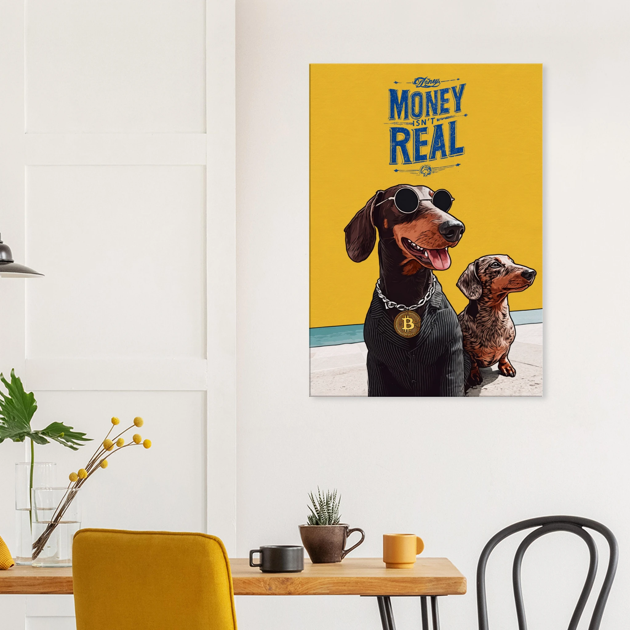 Bitcoin Dachshund Crypto Wall Art — Wall Art Print — Canvas Print Living Room