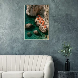 Orange Umbrellas Capri Cove — Framed Print