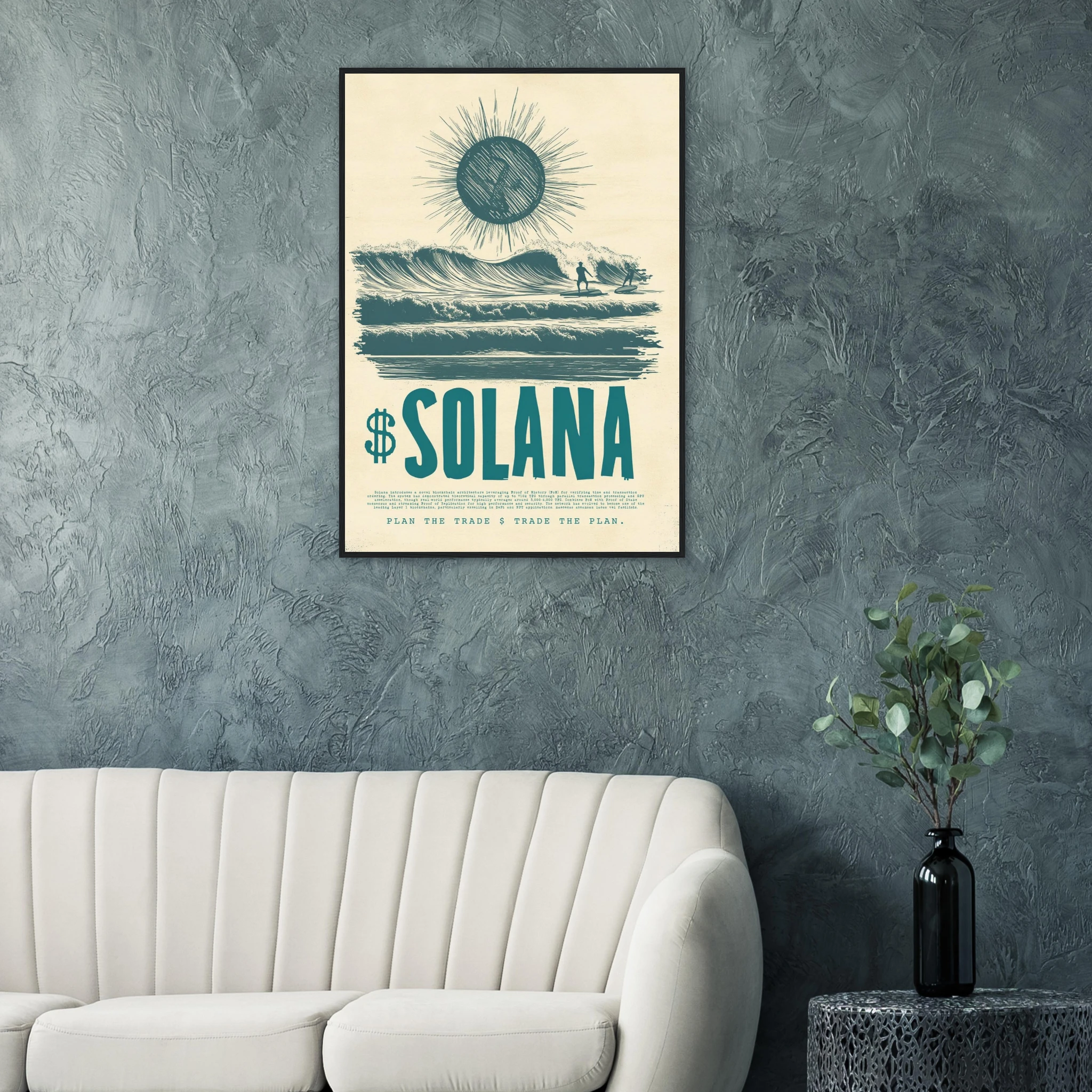Crypto Art Solana Trading — Wall Art Print — Framed Print Close-up