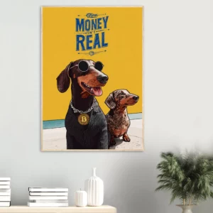 Bitcoin Dachshund Crypto Wall Art — Framed Print