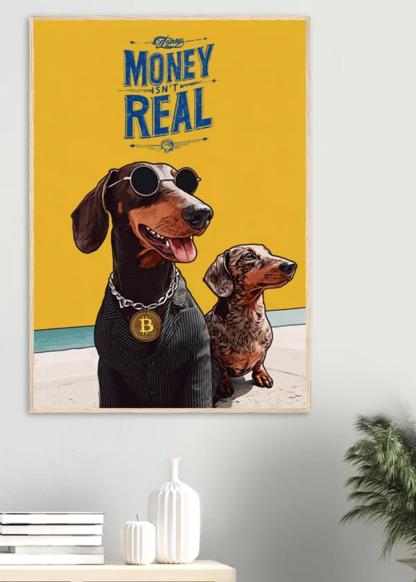 Bitcoin Dachshund Crypto Wall Art — Framed Print