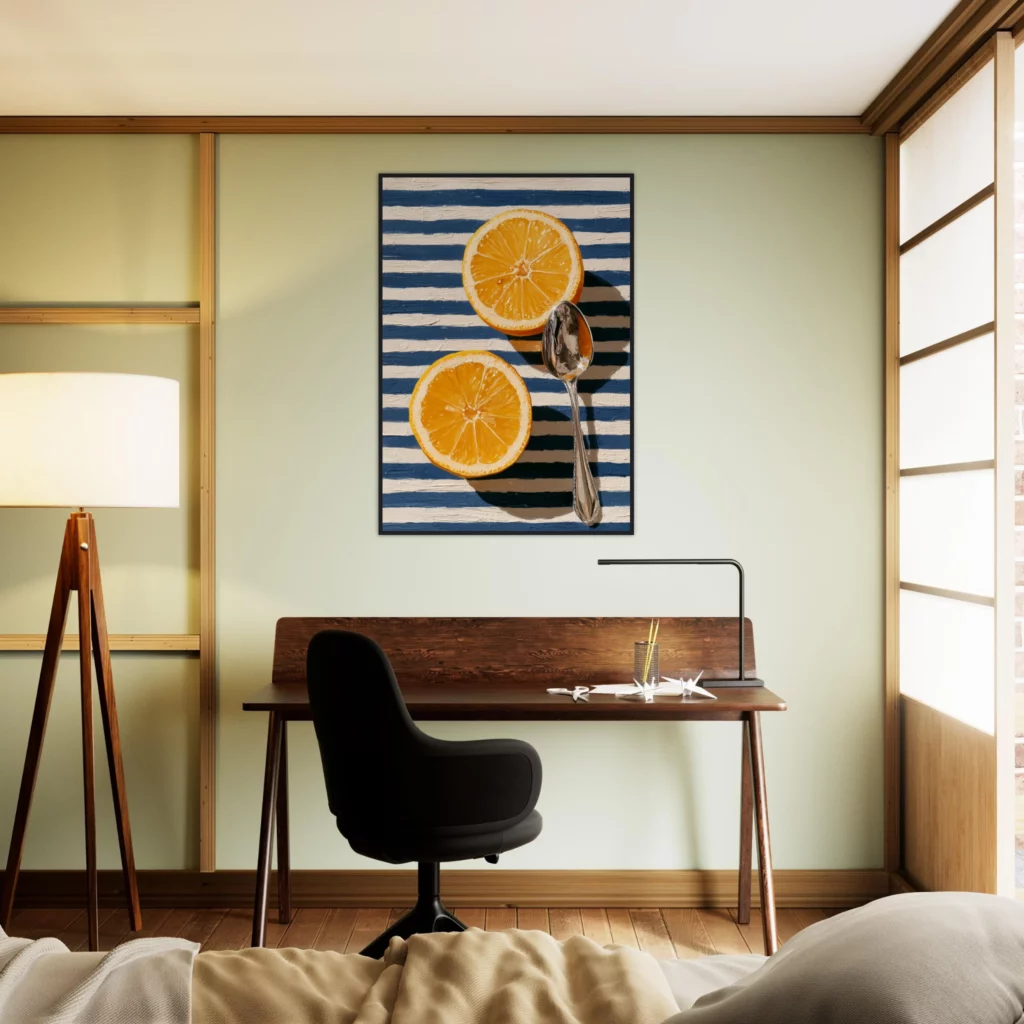 Lemons on Marin framed print — lemon art print framed in modern interior