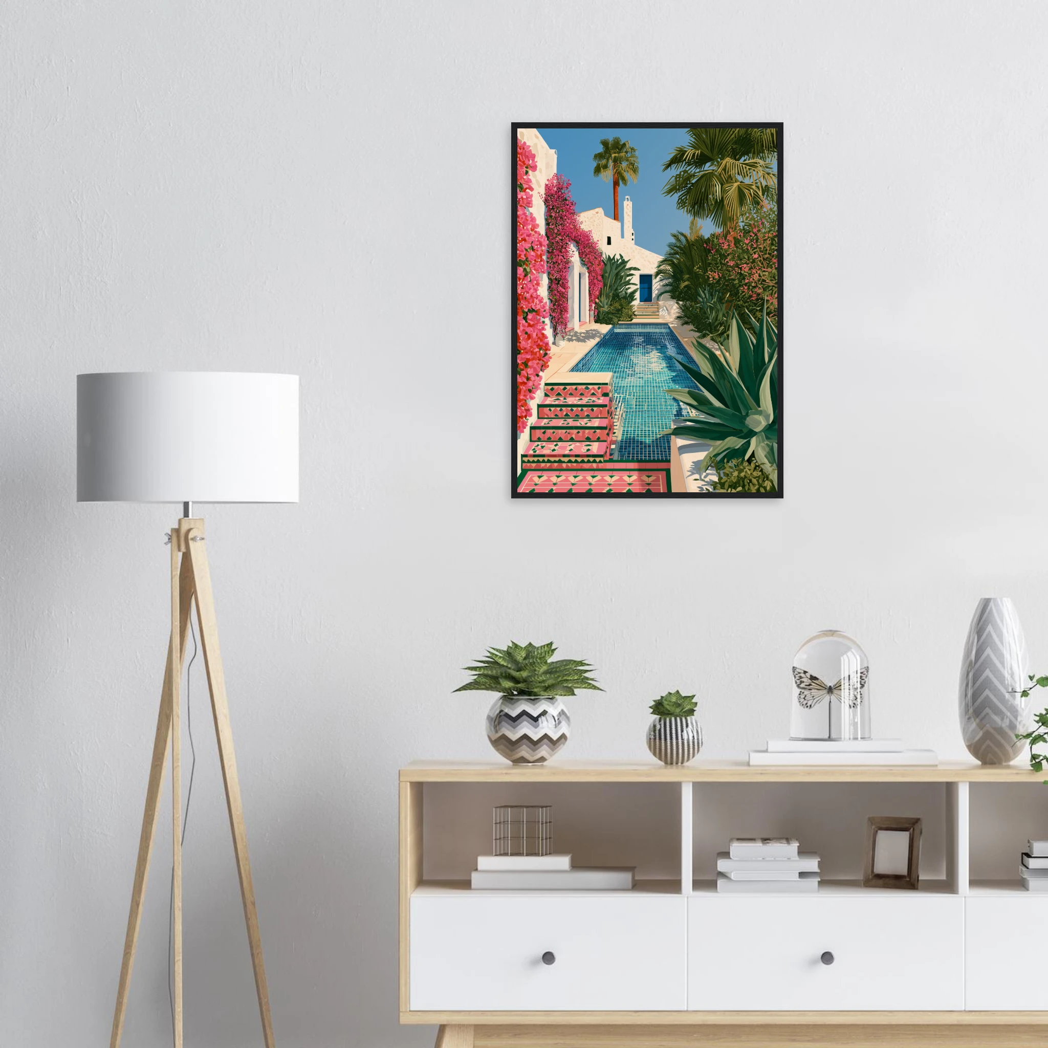 Villa Rosa — Andalusian Pool — Framed Print, dining room | Atelier Marbella