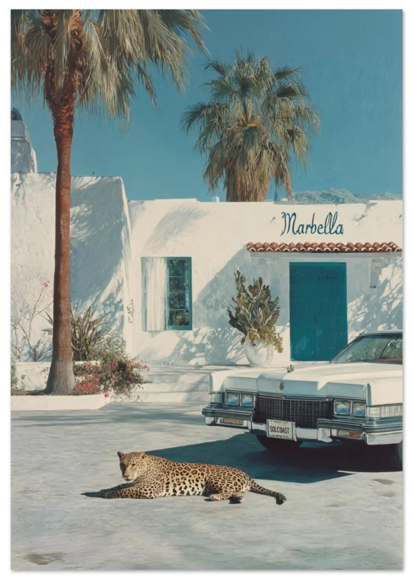 Marbella Cadillac and Leopard  — Matte Art Print