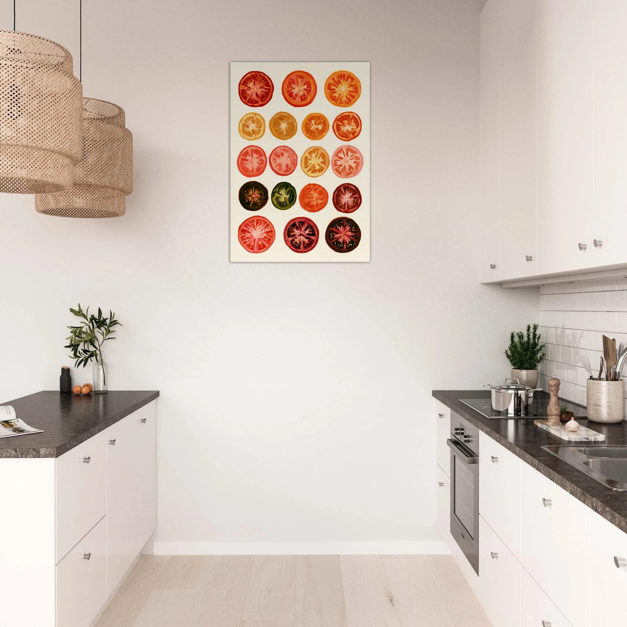 Heirloom tomatoes canvas wall art in living room