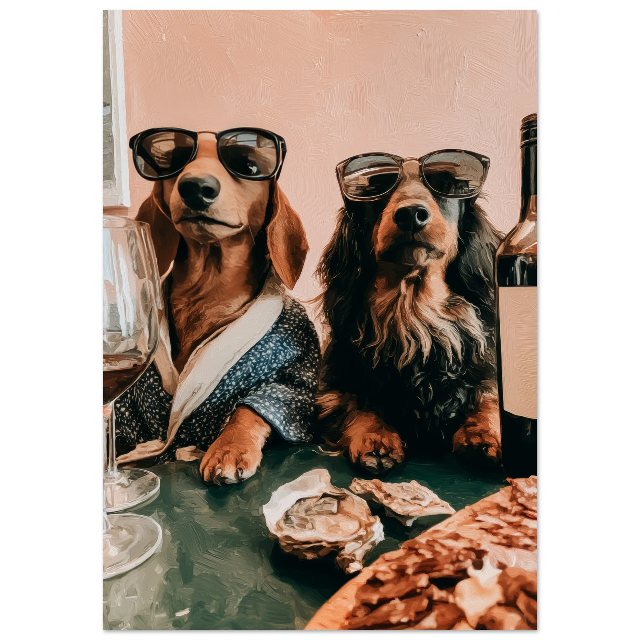 Dachshunds Wine & Dine — Matte Art Print mockup 4 | Atelier Marbella