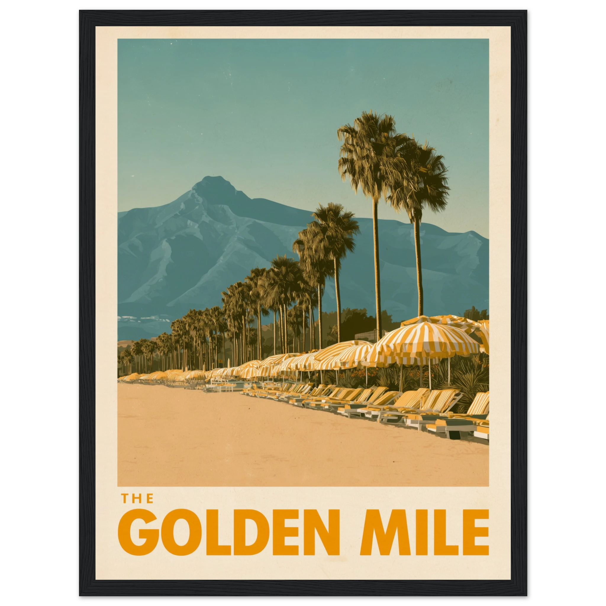 The Golden Mile framed print - vintage travel poster Mediterranean wall art