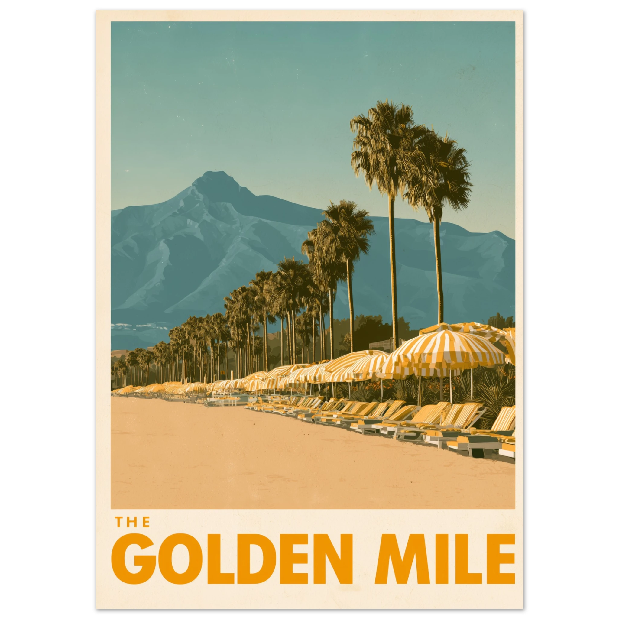 The Golden Mile matte art print - vintage travel poster Mediterranean wall art