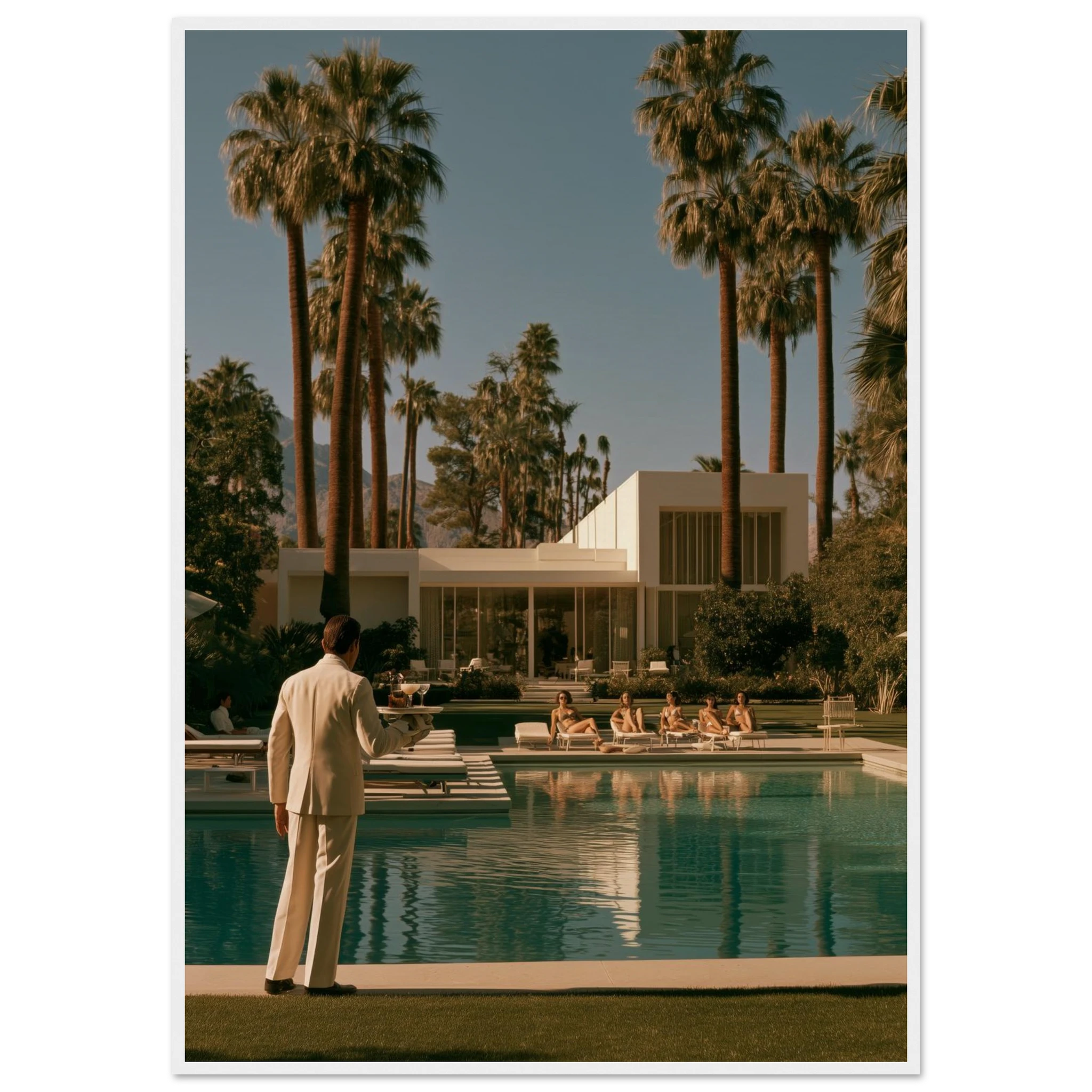 Palm Springs poolside framed print corner detail