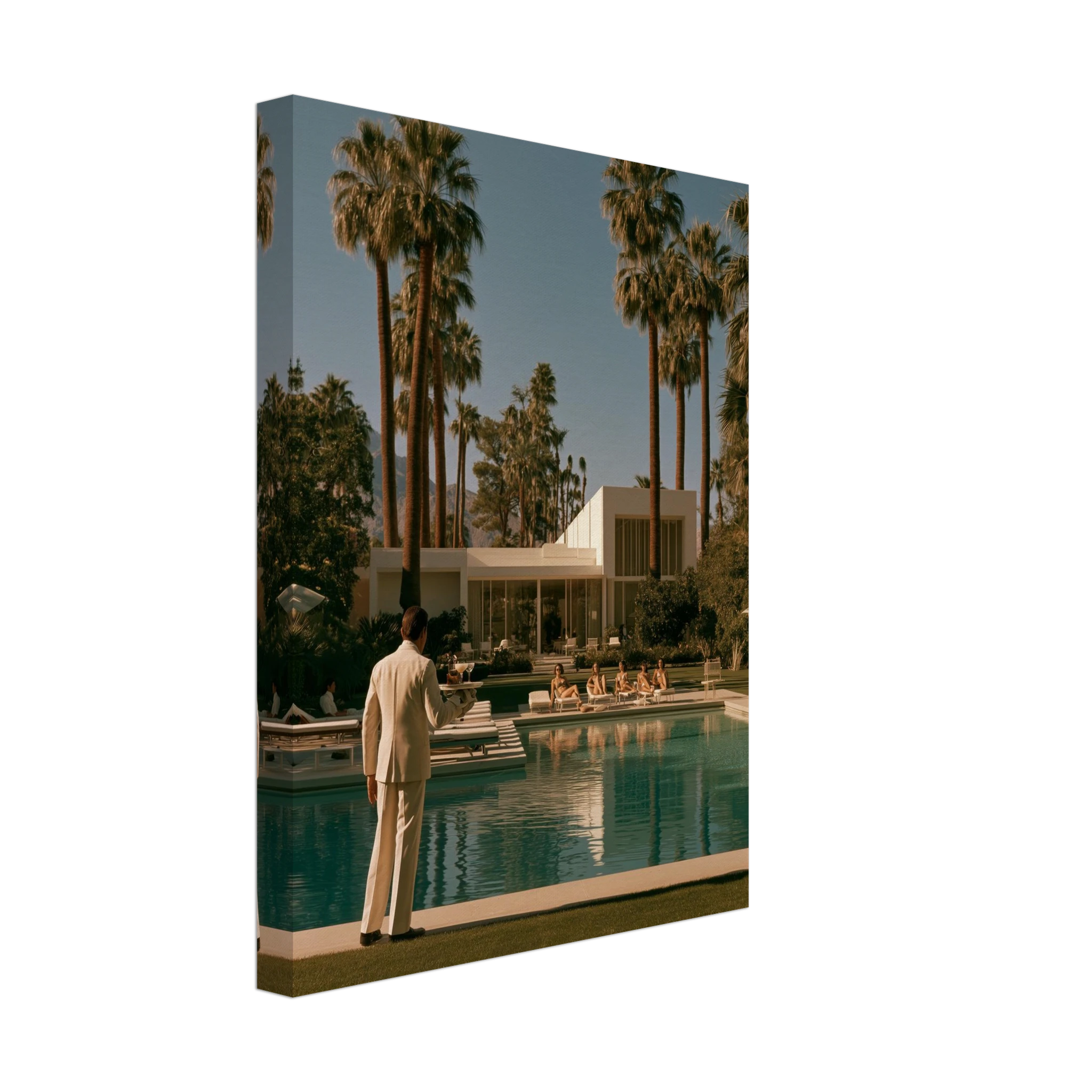 Palm Springs poolside canvas print size comparison