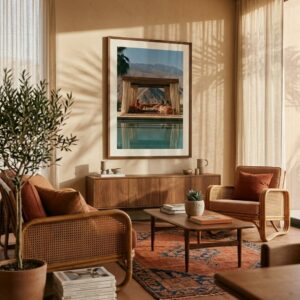 Desert Tea — Palm Springs Cabana — Framed Print