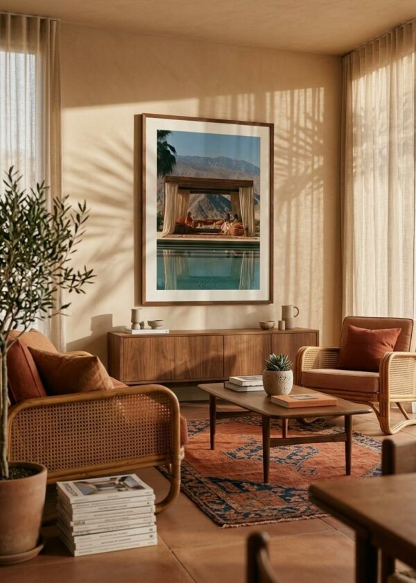 Desert Tea — Palm Springs Cabana — Framed Print