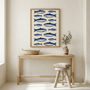 Sardinas — Edición Cobalto — Lámina Enmarcada