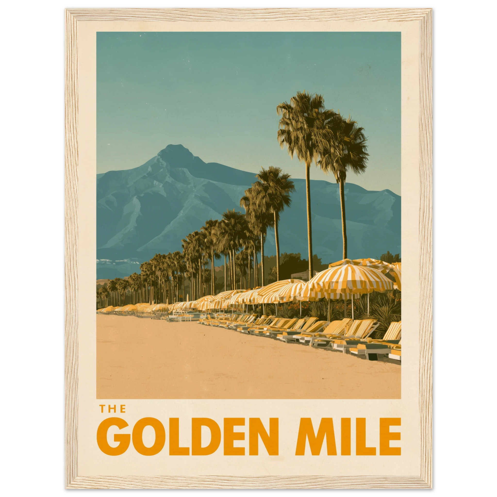 The Golden Mile framed print - vintage travel poster Mediterranean wall art