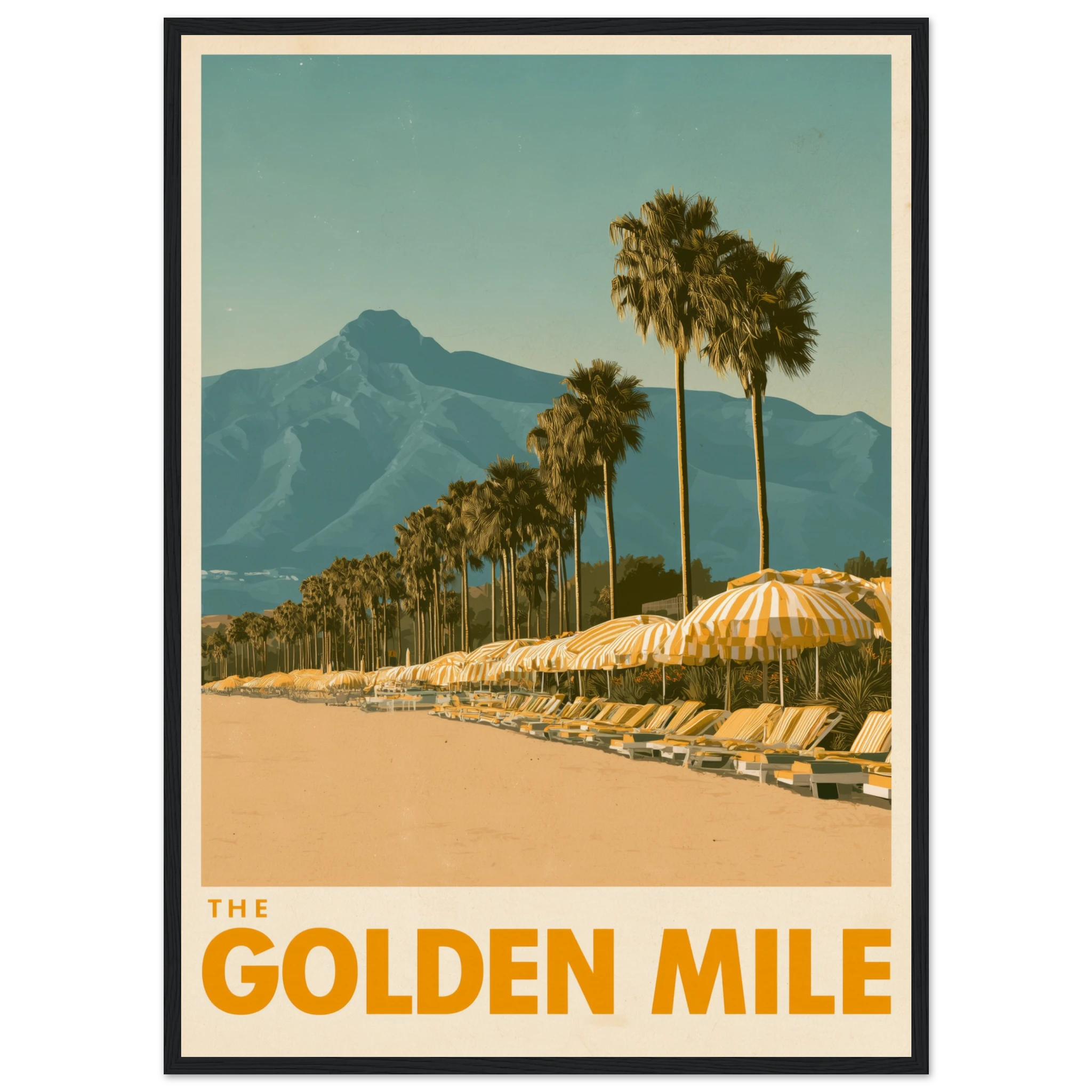 The Golden Mile framed print - vintage travel poster Mediterranean wall art