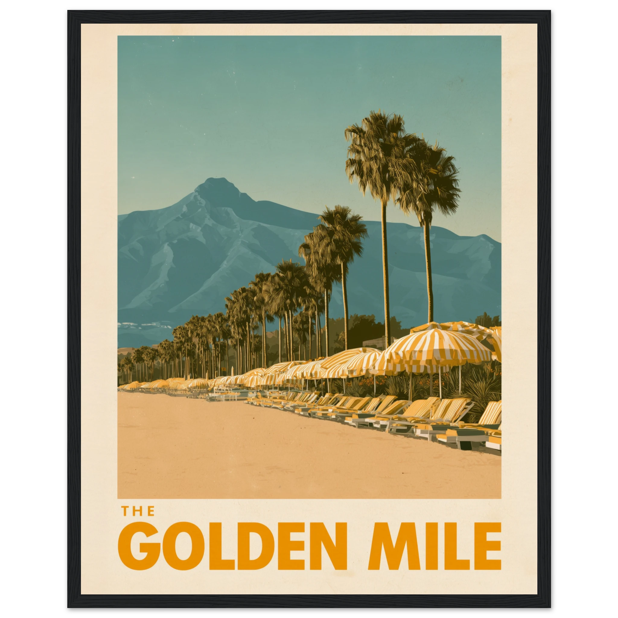 The Golden Mile framed print - vintage travel poster Mediterranean wall art