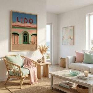 Lido — Riviera italiana de los años 50 — Lámina enmarcada