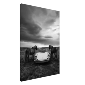 Porsche 911 and the Black Horses — Canvas Print