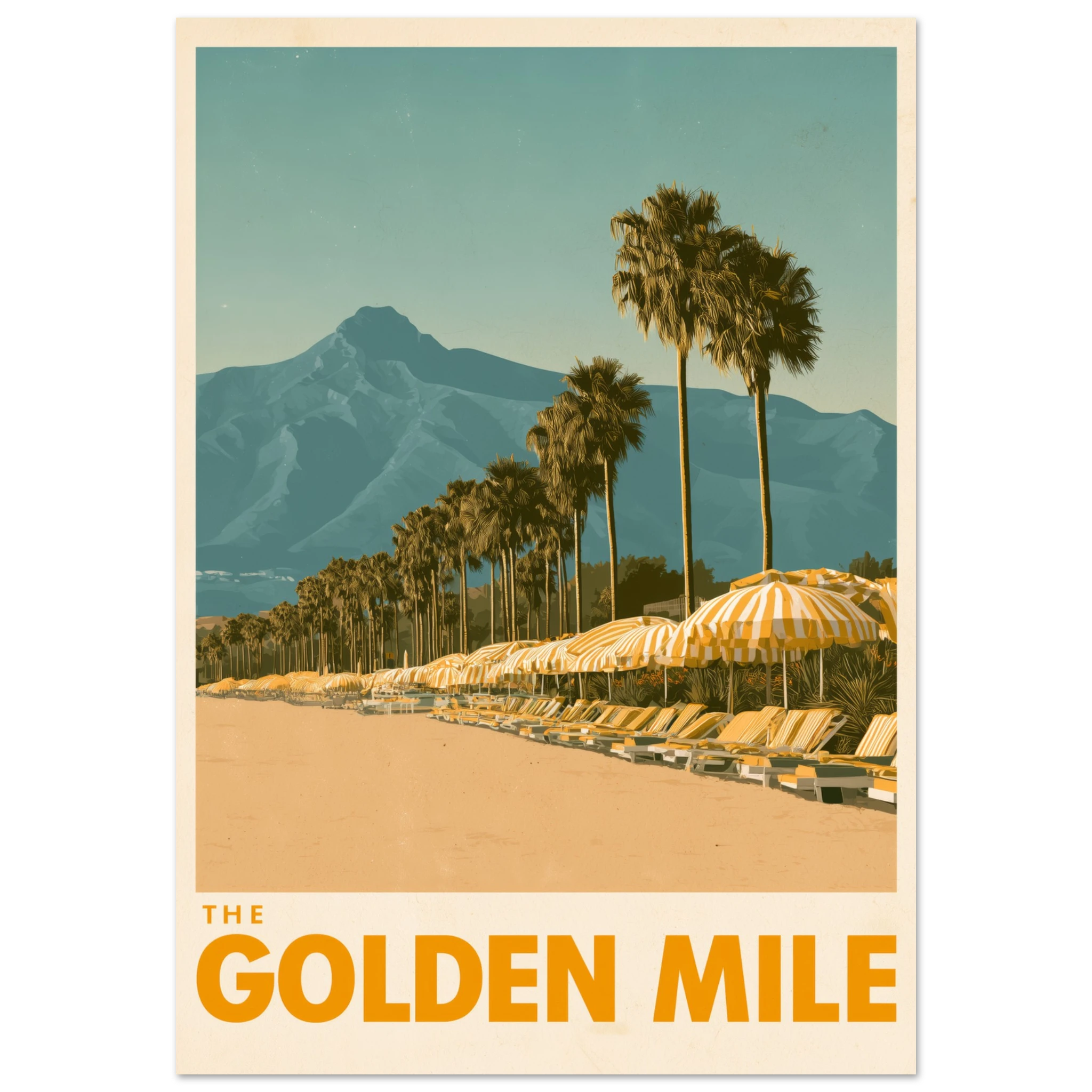 The Golden Mile matte art print - vintage travel poster Mediterranean wall art