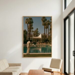 Service au Bord de la Piscine — Palm Springs — Tableau Encadré