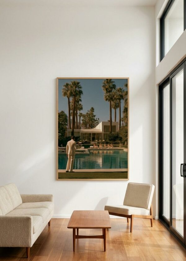 Poolside Service — Palm Springs Estate — Framed Print