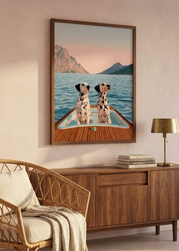 Dalmatians on Lake Como — Framed Print