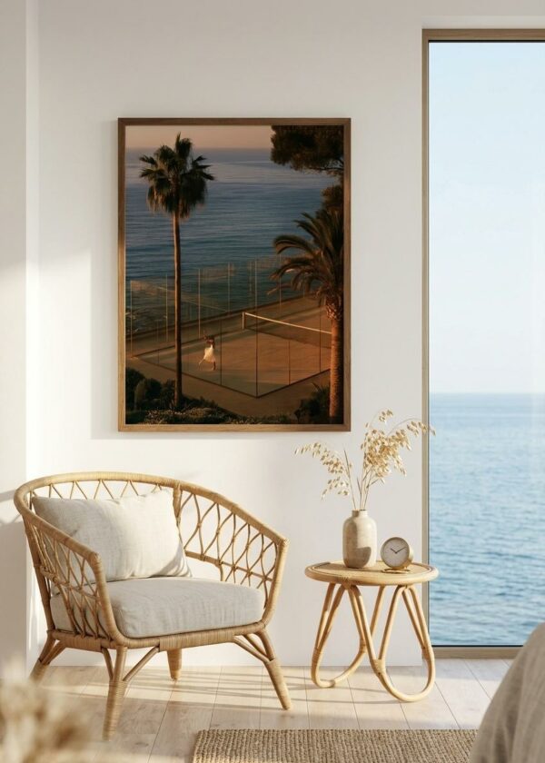 Sunset Padel — Riviera Court — Framed Print