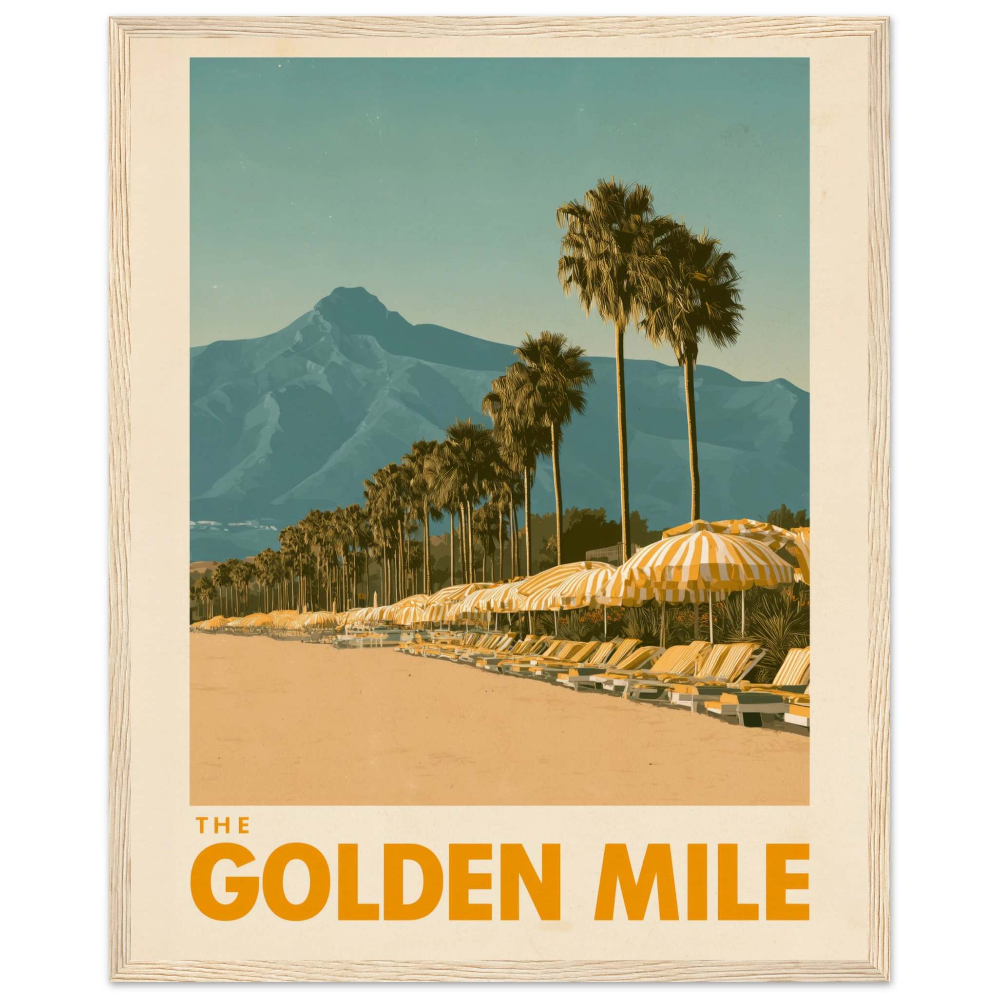The Golden Mile framed print - vintage travel poster Mediterranean wall art