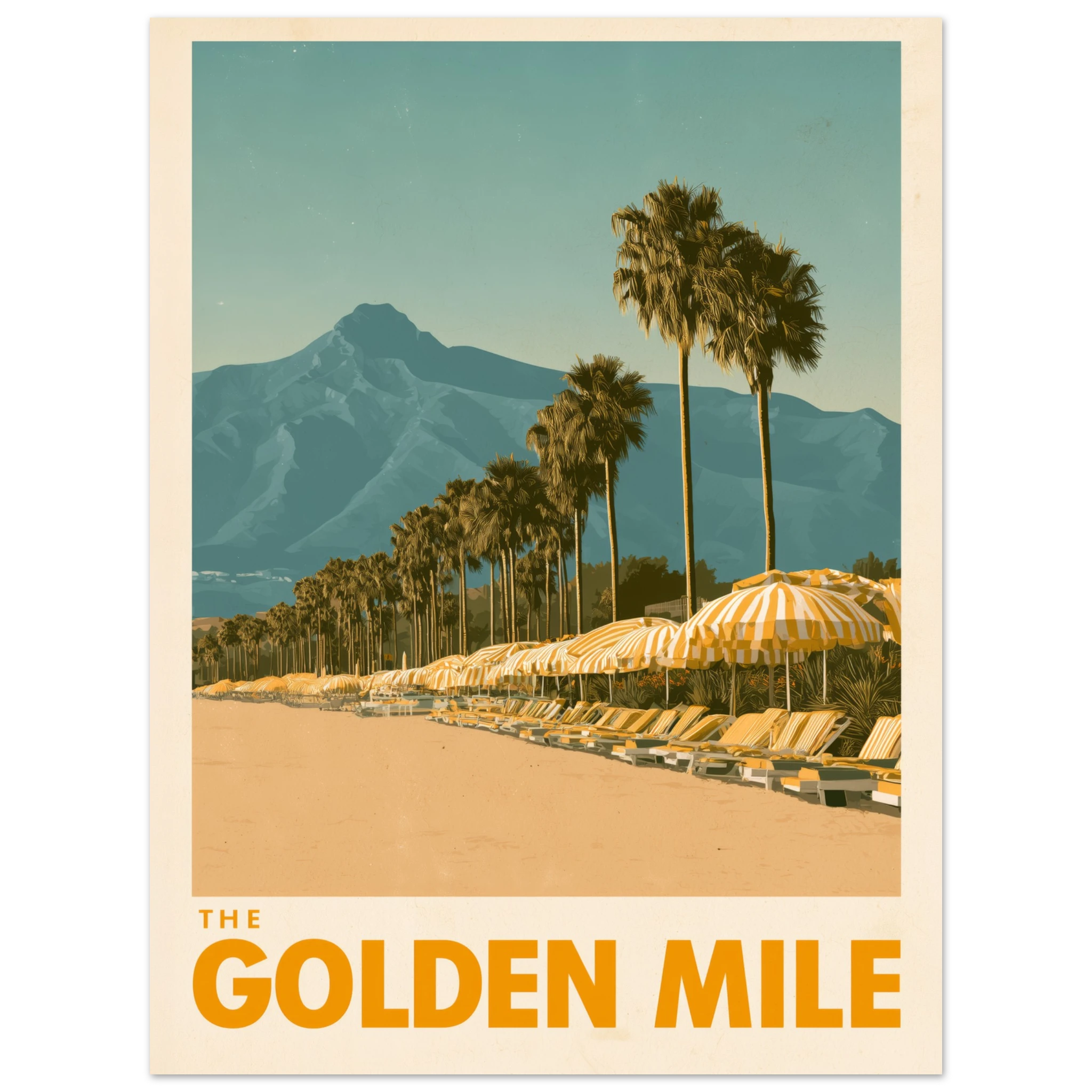 The Golden Mile matte art print - vintage travel poster Mediterranean wall art