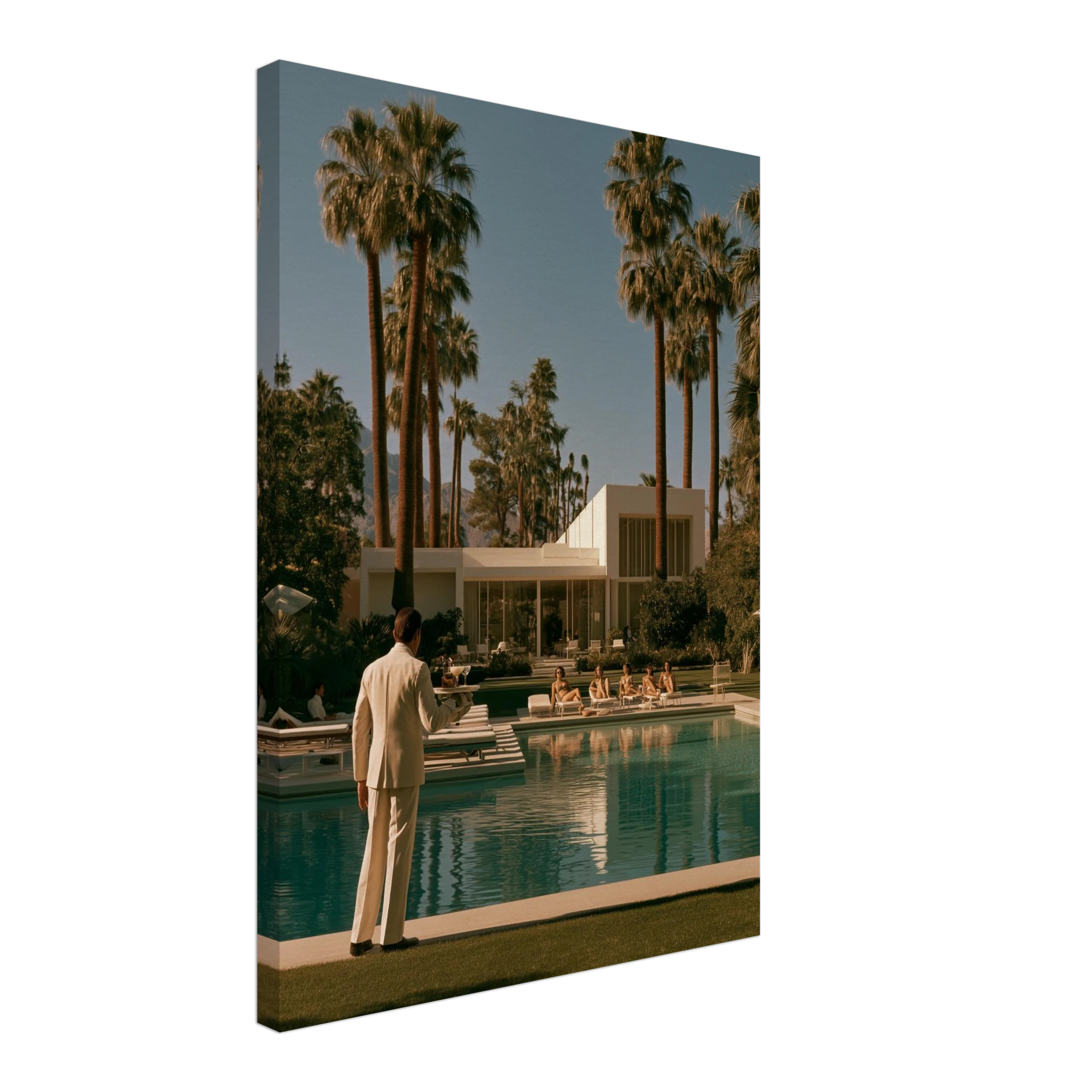Palm Springs poolside canvas print close-up texture