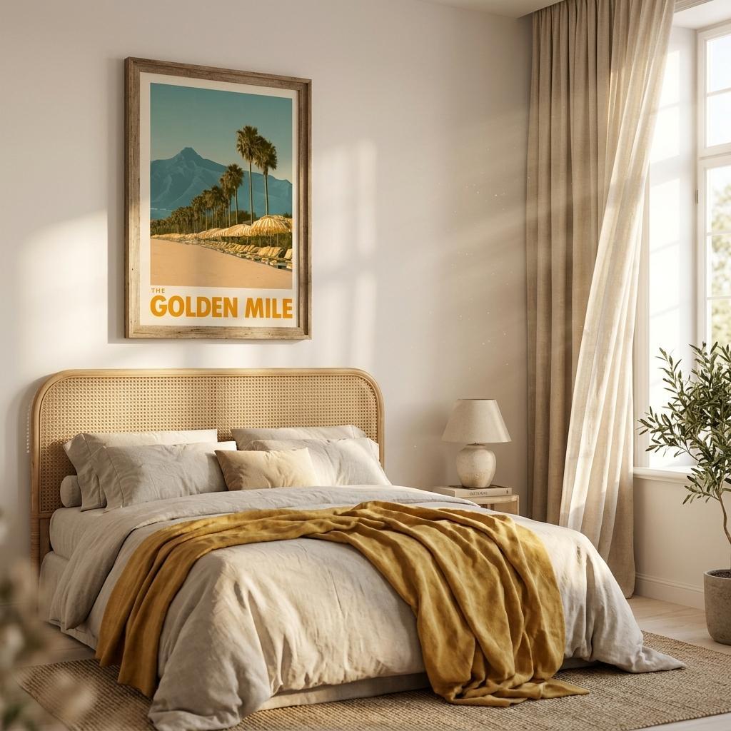 The Golden Mile framed print - vintage travel poster Mediterranean wall art