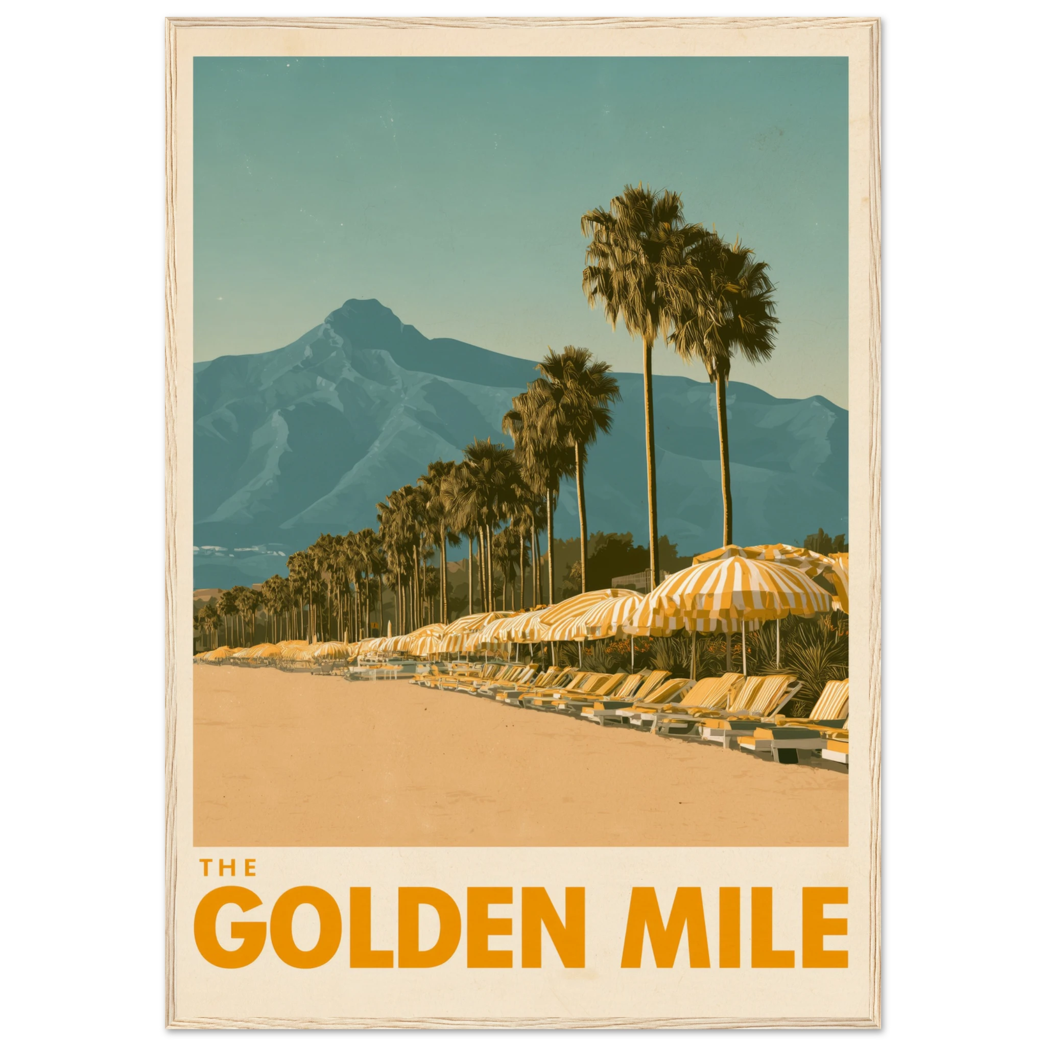 The Golden Mile framed print - vintage travel poster Mediterranean wall art
