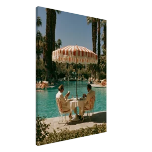 Gin Rummy — Palm Springs Pool — Canvas Print